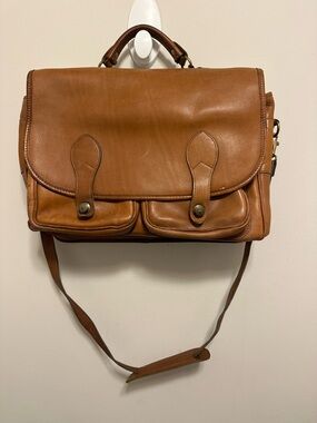 Vintage Brown Leather Schlesinger Messenger Bag Briefcase  Made In The USA